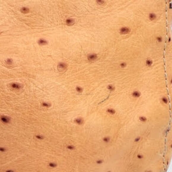 Vintage Dooney & Bourke Ostrich Embossed Leather Shoulder Bag Satchel Tan - Picture 6 of 14